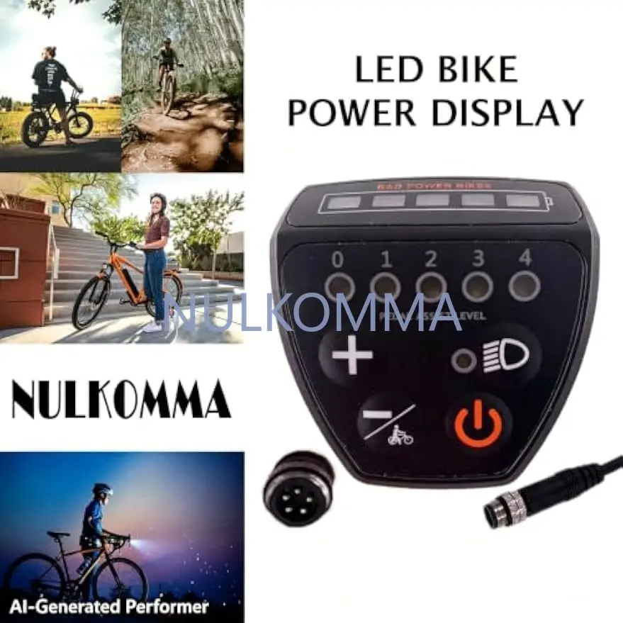 NULKOMMA rad power Electric Bike LED Display Panel 24V36V48V EbikeCycling Computer Control Dashboard with 5PinMaleWaterproofPlug