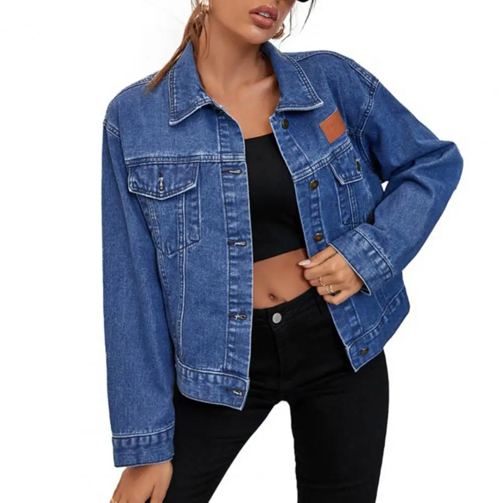 

Turn-down Collar Loose Denim Jacket Women Spring and Autumn Single Breasted Female Outwear Casual Jean Coats Jackets