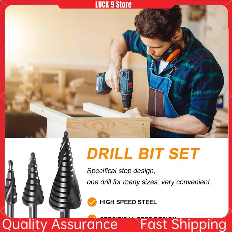 

3PCS 4-32MM HSS Cobalt Step Drill Bit Set Nitrogen High Speed Steel Spiral For Metal Cone Triple-Cornered Shank Hole Cutter-AB52