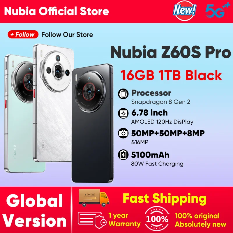 Nubia Z60S Pro Global Version 5G Android Cellphone Snapdragon 8 Gen 2 50MP Triple Camera 120Hz 6.78