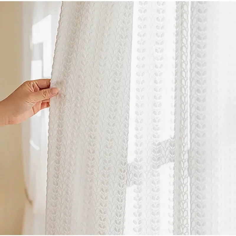 New French Style Light Luxury Wheat Grain Texture Soft Relief Curtains for Living Room, Bedroom, Balcony Curtains