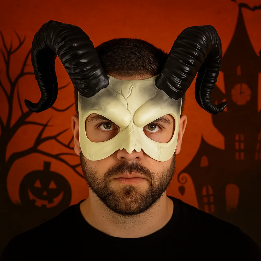 Grappig Dier Halloween Masker Plastic Half Gezicht Schapen Hoorn Masker Cosplay Supplies Party Props Demon Masker Vrouwen