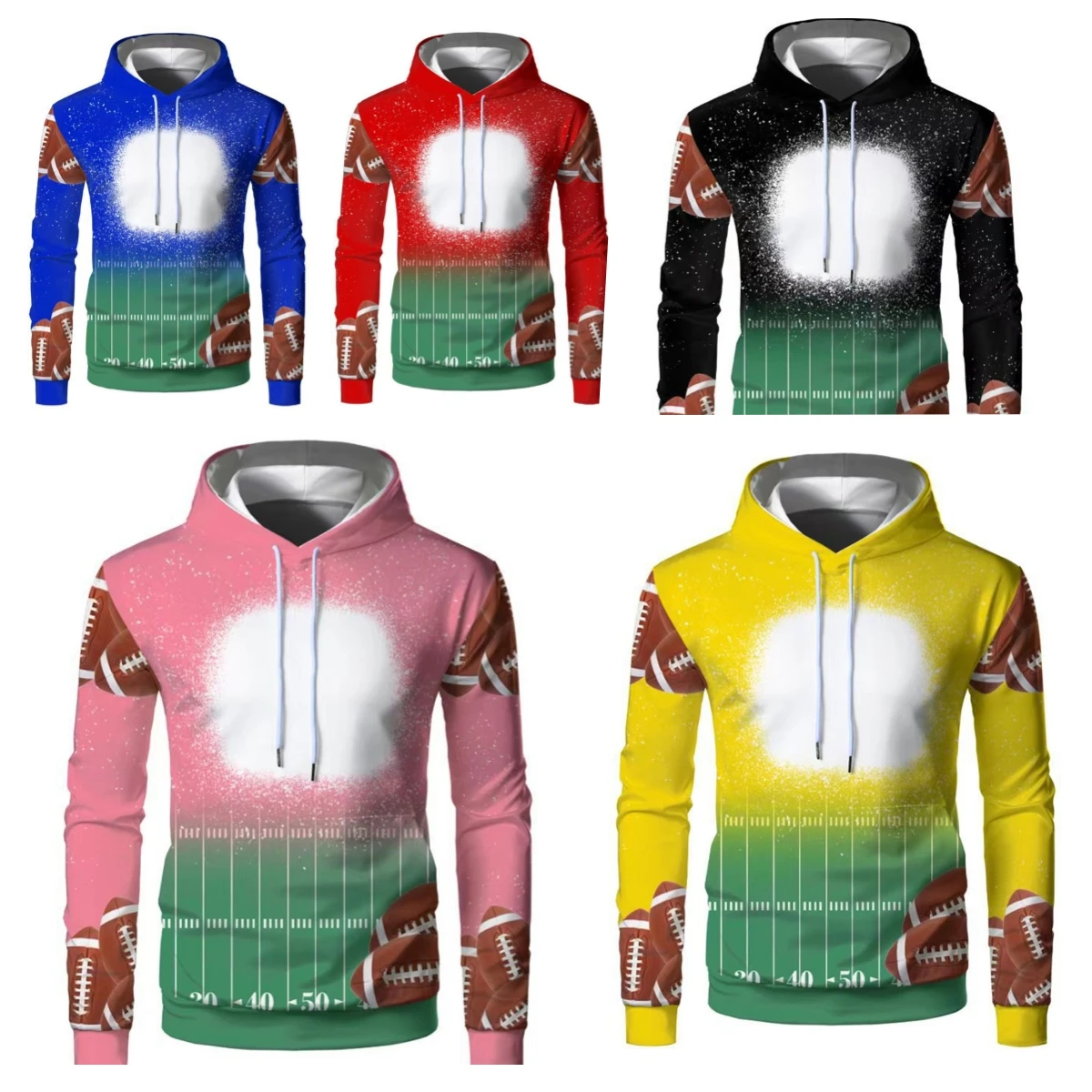 

2023 Autumn/Winter New Rugby Element Tie-Dye Heat Transfer Hoodie Sublimation Blank For Custom Hooded Round Neck Hoodie