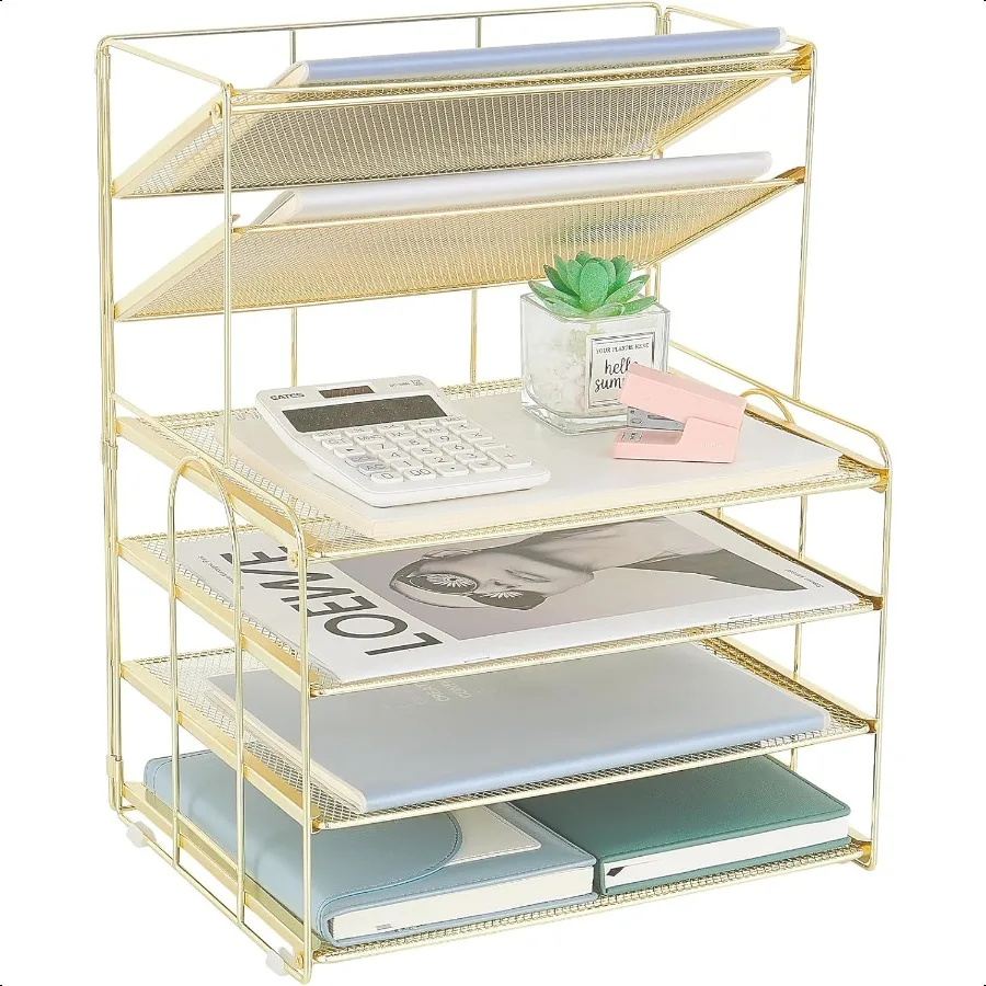 

6Tier Letter Tray Paper Organizer Desk Organizers and Accories Desktop File Organizer Office Desk Accories for Office plies Gol