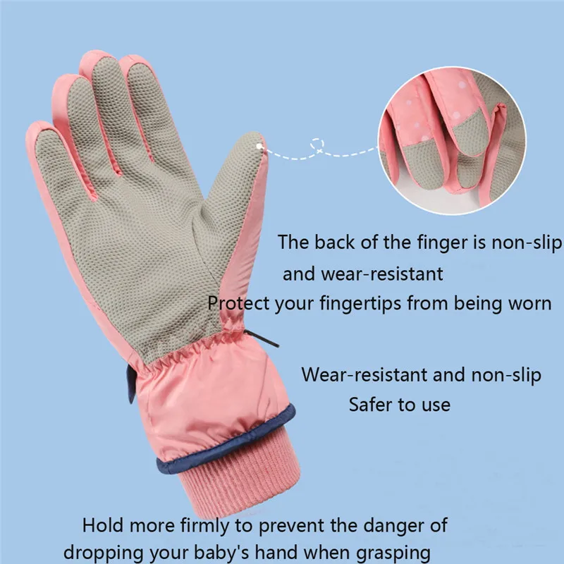 Wecute-guantes de nieve impermeables para niños, manoplas cálidas de Color sólido con orejas de dibujos animados, aislamiento térmico, a prueba de