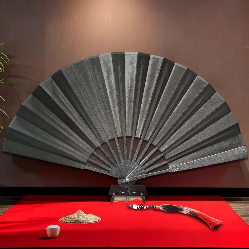 

9 Inch Chinese Antique-style Alloy Folding Paper Fan Unisex Ancient-style Literati Kung Fu Fan