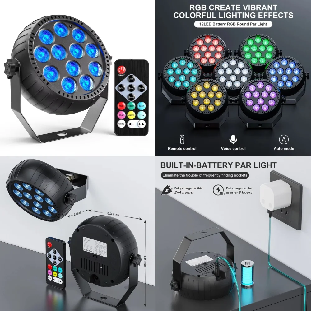 

Светодиодный RGB-светильник PAR 3-в-1 на 12 светодиодов с питанием от батареек, стробоскоп для вечеринок, свадеб, баров, караоке, дискотек, DJ-шоу, концертов, сценического освещения