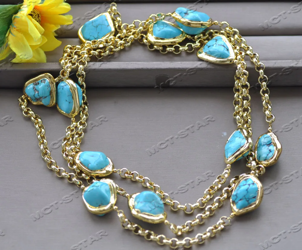 

Ожерелье-цепочка из синих бусин в стиле барокко, 56 дюймов, 30 мм, с бирюзовым покрытием (Z12179)