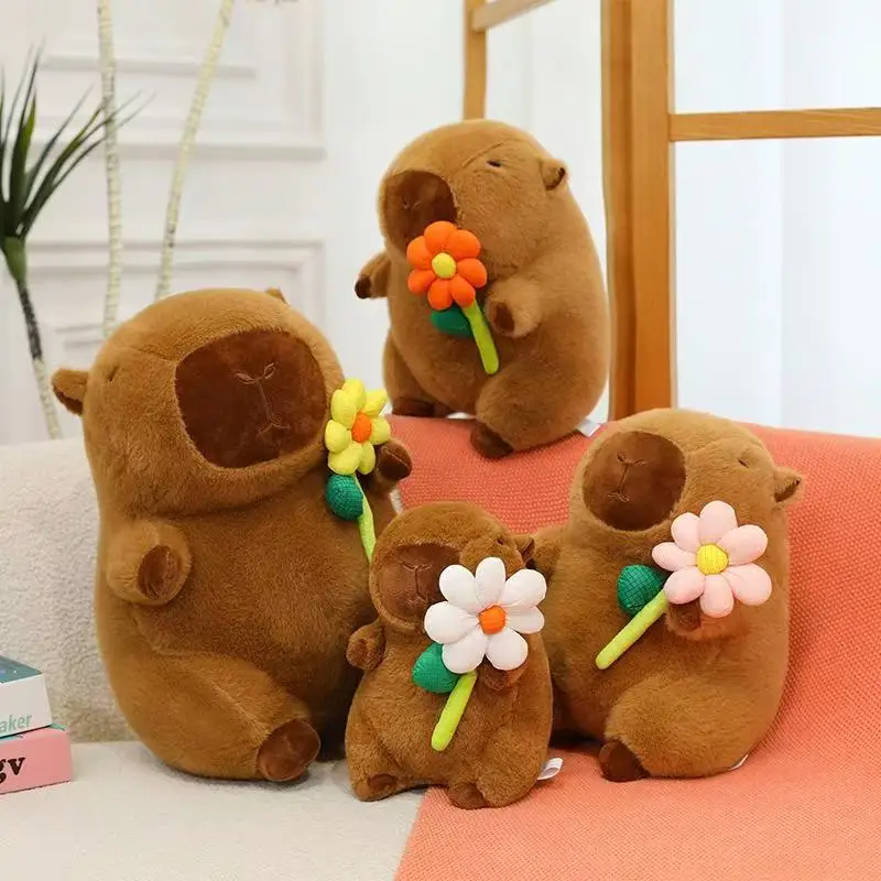 Cute Capybara Plush Toy Stuffed Animals Capibara with Turtle Backpack Kapibala Soft Doll Kids Toys Birthday Christmas Gift