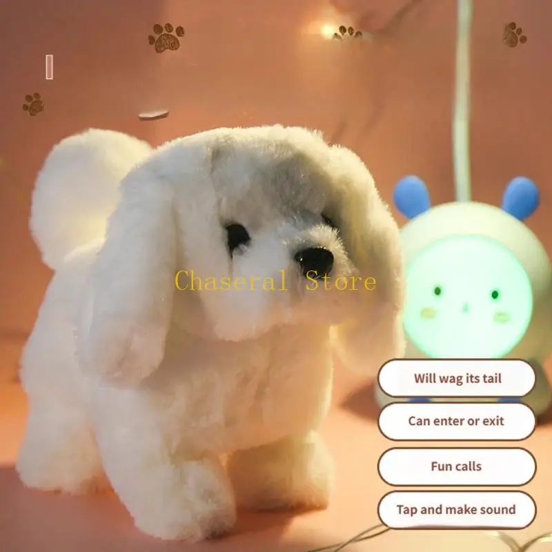 E7CE Realistic Plush Robotic Dog Companion with Simulation Sound Touch Response Automatic Action Electric Pet Toy for Kids