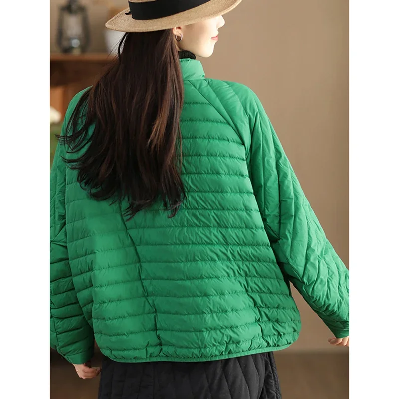 Chaqueta ultraligera de plumón de pato para mujer, abrigo corto informal holgado de gran tamaño, Parkas Vintage para otoño e invierno, 90%