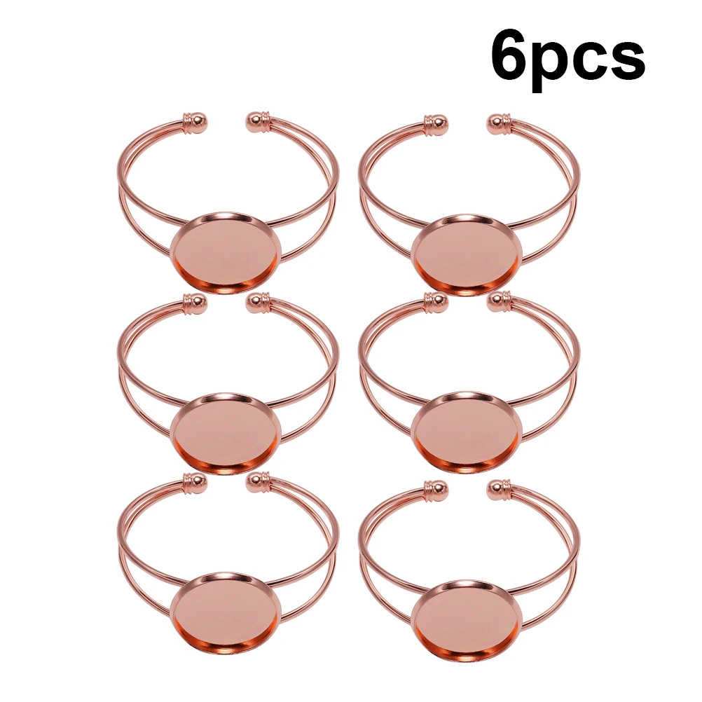 

6 Pcs Bracelet Base Copper with Bezel Plate Bracket Charms Bead for Bracelets Adjustable Bulk