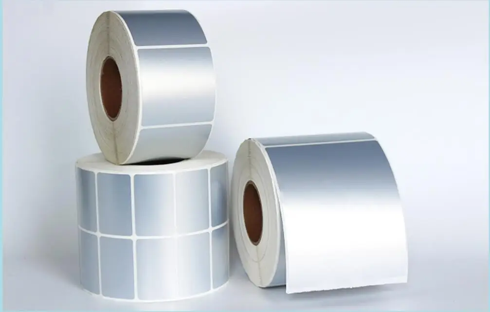 PET Silver Self-adhesive Label Paper Sticker Blank Barcode Printing Paper Waterproof Thermal Transfer Ribbon Printer Sticker