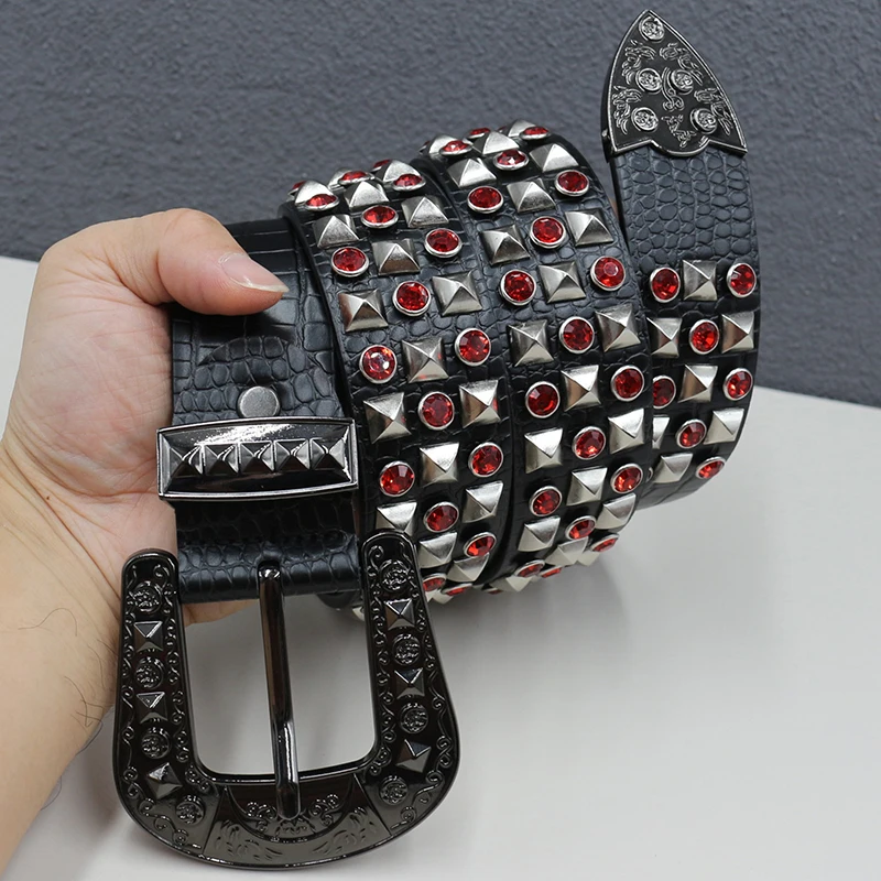 Women'S Fashion Belts - men fashion punk rock rhinestone belts