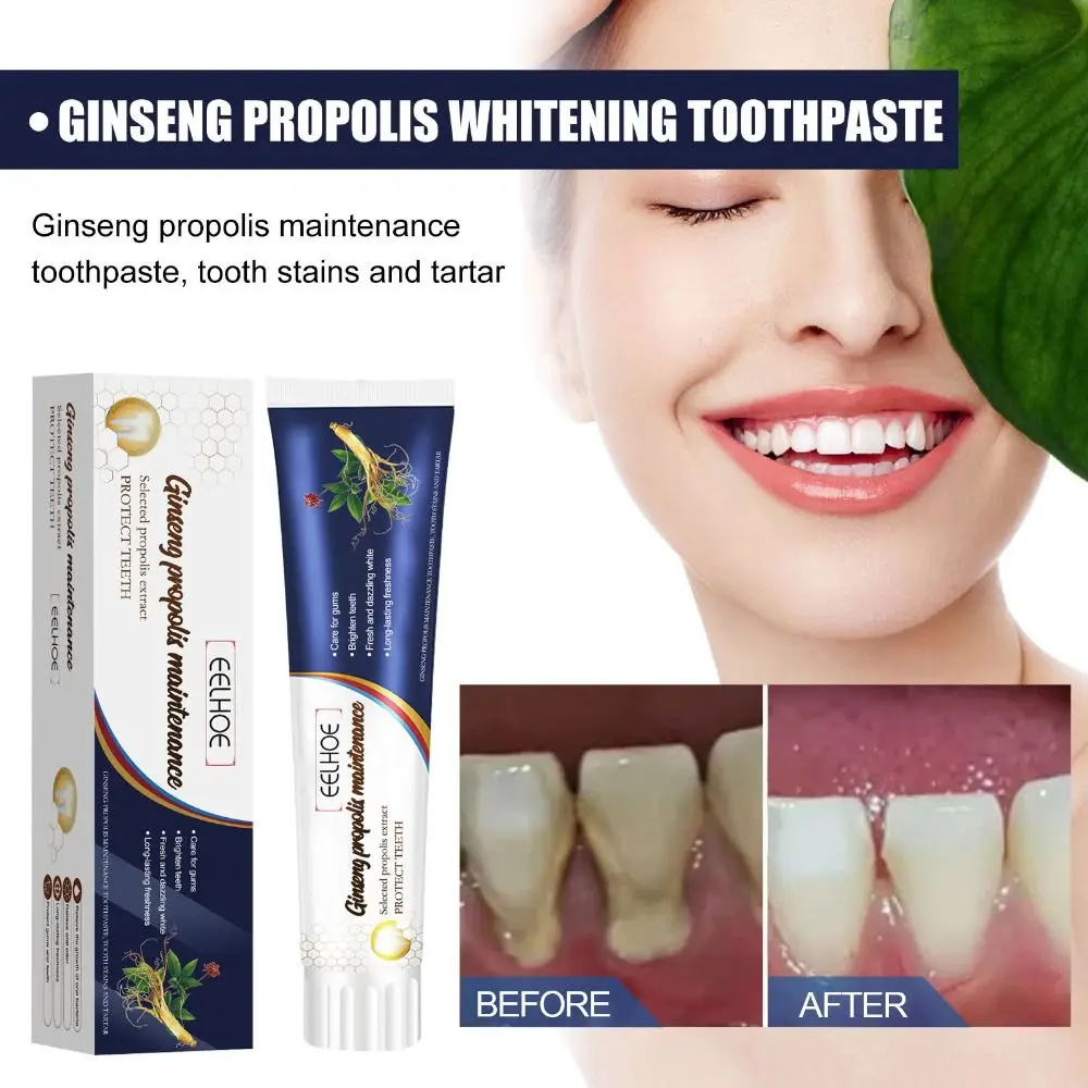 

Fresh Breath Clean Teeth for Remove Tooth Stain Deep Cleaning Loose Teeth Care Toothpaste Ginseng Propolis Whitening Toothpaste