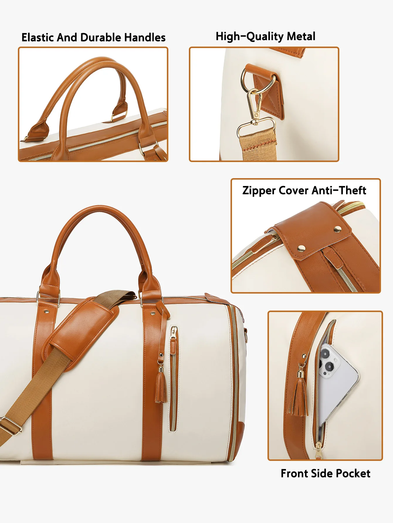 Buylor Carry On Bag Foldable Suit Travel Bag Large Capacity Travel Duffel Bag for Women Waterproof Weekender Overnight Luggage