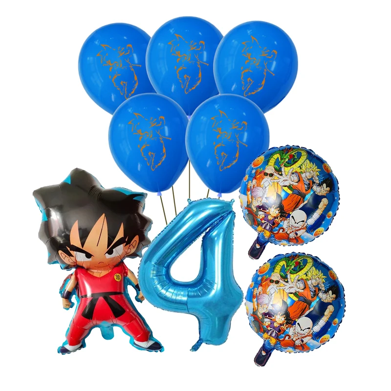 Dragon Ball Male Birthday Balloon Set Anime Goku Pattern Aluminum Foil Digital Balloon Suit Party Supplies Decor Birthday Gift