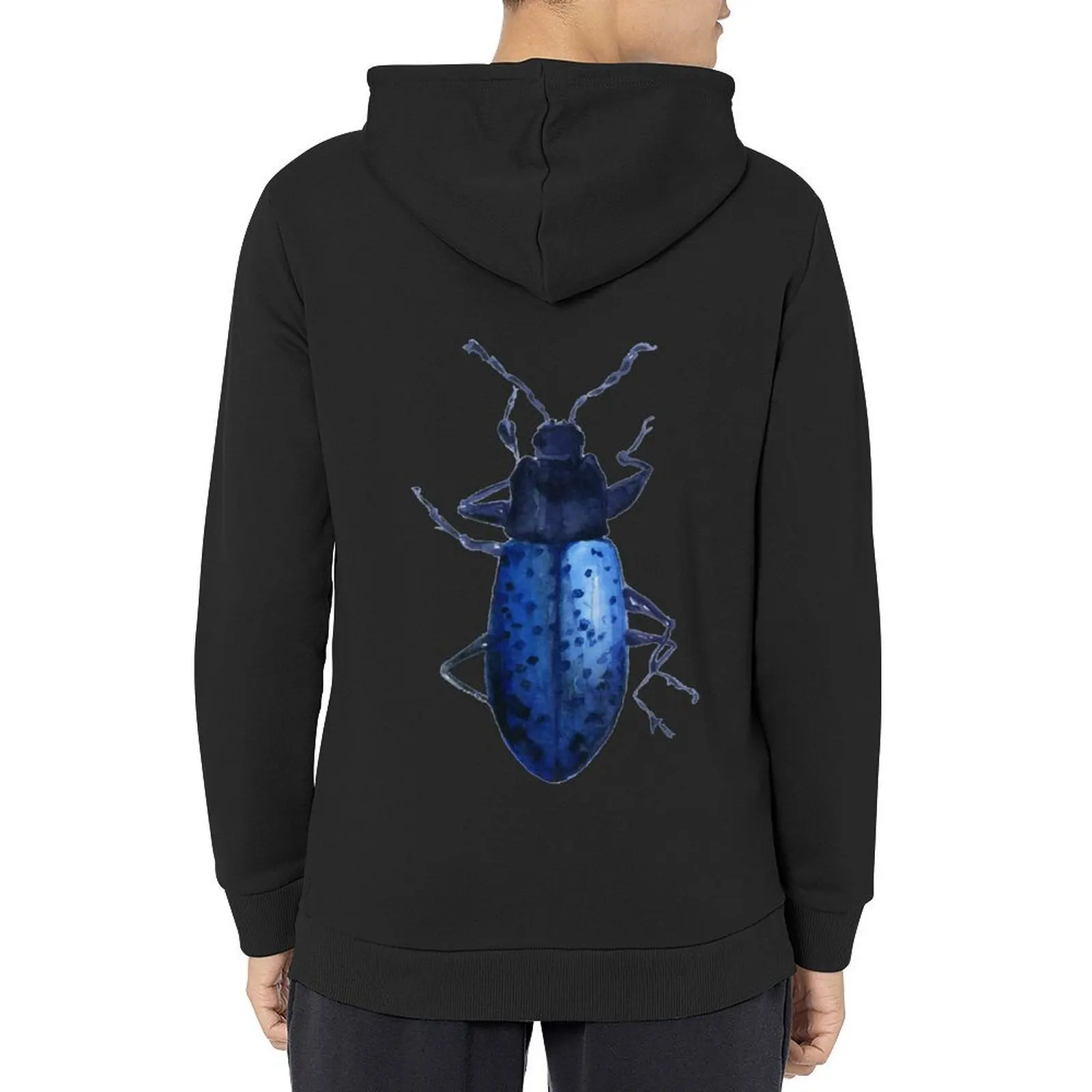 

Insect Bug Blue beetle Watercolor Hoodie men's coat autumn new products men clothes male clothes hoodie streetwear