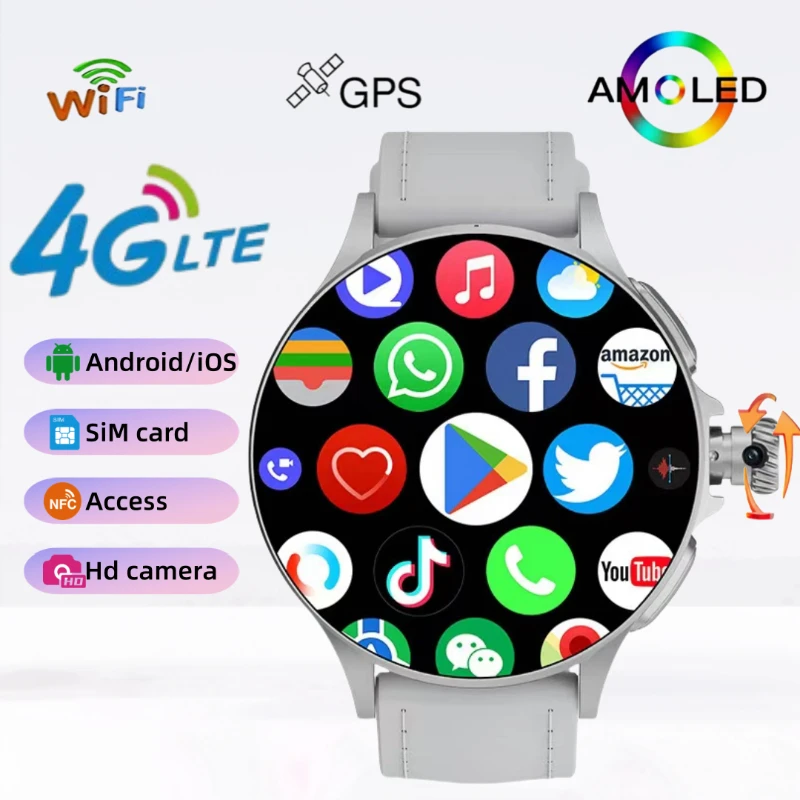 

4G 5G Полносетевые Смарт-часы Android 10.0 GT200 1,95 ''750*750 HD Разрешение Масштабируемая вращающаяся камера с сенсорным кодированием