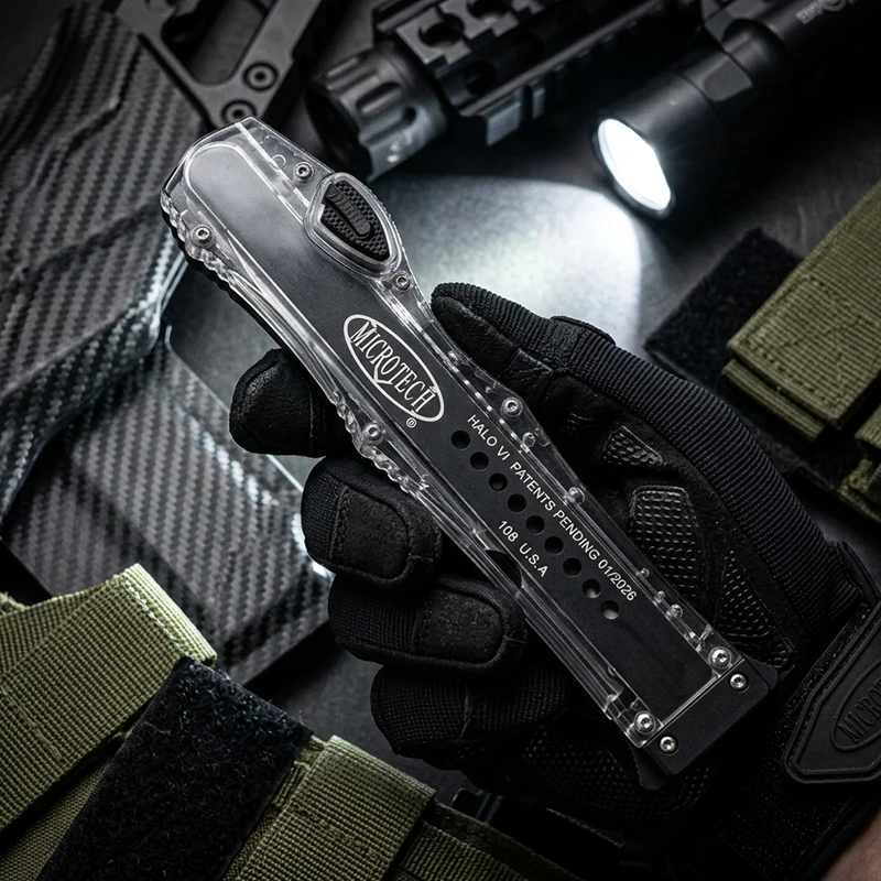 Micro Tech Pocket EDC Tool Halo VI Nylon Fiber Handle D2 Steel Tech Utility Knife Lightweight Portable  Folding Tools
