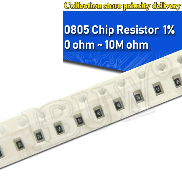 100szt 0805 1% 0R ~ 10M 0 1R 10R 100R 220R 330R 470R 1K 4.7K 10K 47K 100K 1M 10M 0 1 10 100 330 470 ohm 1/8W SMD rezystor chipowy