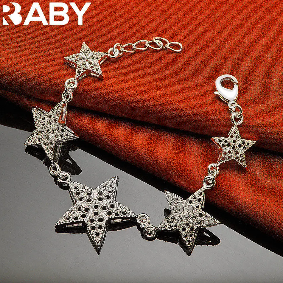 URBABY 925 فضة تصميم ستار أساور للنساء الرجال الإبداع الهدايا الشارع كل مباراة الحفلات والملابس اليومية