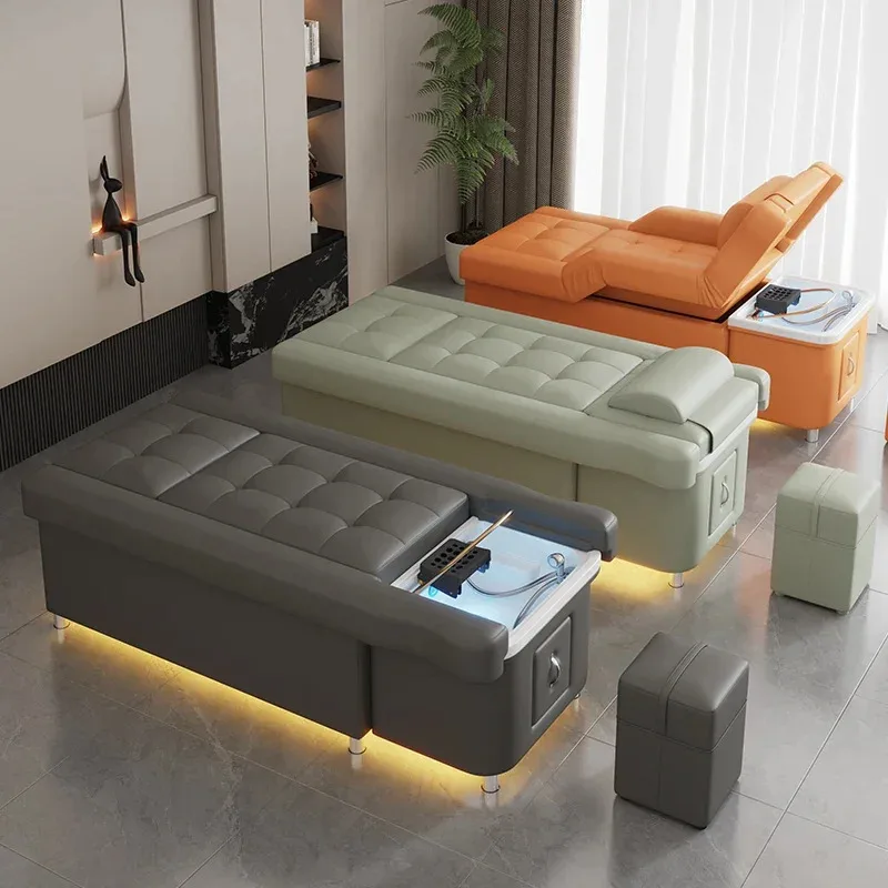 مخصص فاخر الحديثة رئيس سبا حمام القدم الخلفي رفع الكهربائية مستلق تدليك الشامبو السرير