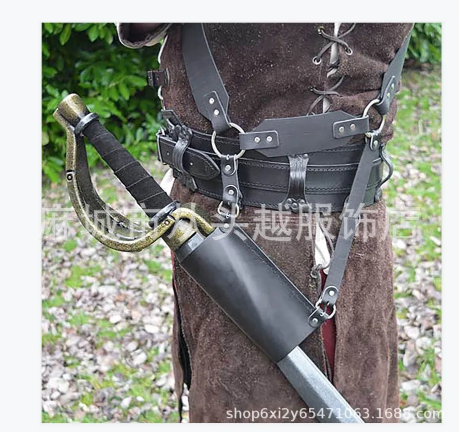 Mittelalter liche Samurai Cross body Gürtels chnalle Pu Schwert Holster Bühne Theater Performance Cosplay Fotografie Porträt Requisiten keine Waffe