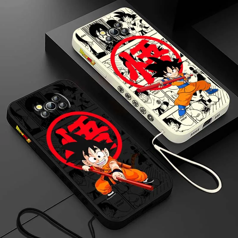

D-Dragon Ball Cartoon Goku Fun Cover For Xiaomi Poco X8 X7 X6 X5 X4 X3 F8 F7 F6 F5 M7 M6 M5 Pro Max Liquid Left Rope Phone Case