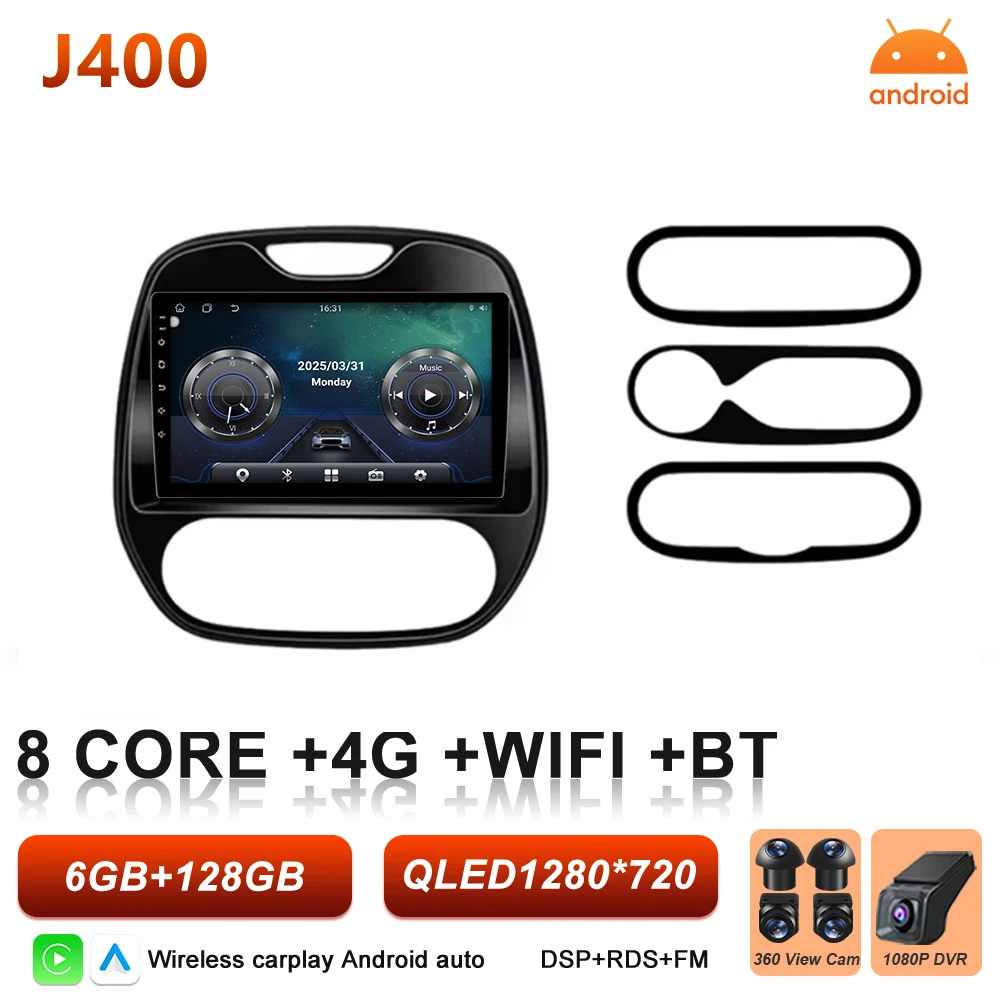 Android 16 Carplay autoradio voor Renault Kaptur Captur Clio Samsung QM3 2013 2014 2015 2016 GPS stereo multimediaspeler BT Wifi