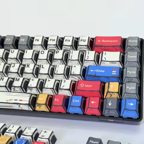 Comic Keycaps Grey Red Blue Manga Style Lines Custom Keycaps Cherry Profilie for MX Switch Mechanical Keyboard 60% 75% TKL 100%