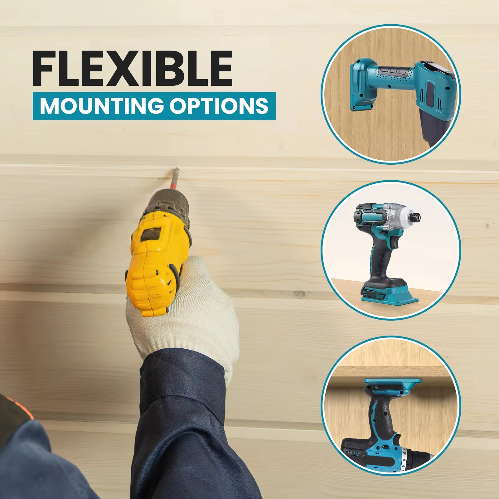 Soporte Makita 18V fijo para herramientas eléctricas con batería - imagen 3
