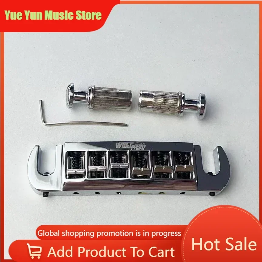Yue Yun Music Store--Discount Hot Sale--Wilkinson Electric Guitar Bridge Tailpiece WOGT3Chrome Silver Adjustable Wraparound