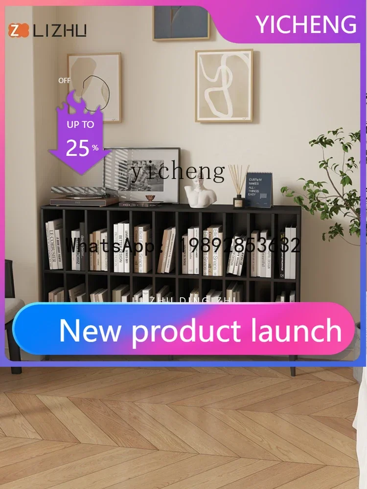 

gz7ZSimple Bookcase Storage Black Grid Cabinet Living Room Study Storage Magazine Cabinet