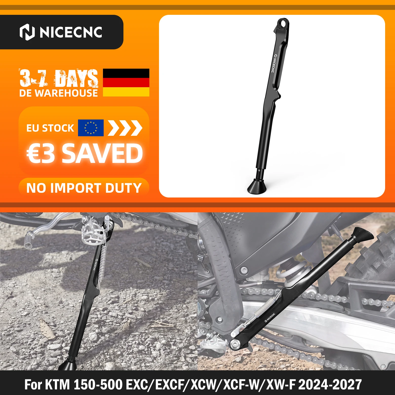 Image of NICECNC 2024-2027 Für KTM EXC 300 EXC 250 EXC-F 350 XCW 300 Für Husqvarna TE 300 FE 350 FE 450 GasGas EC 300 Verstellbarer Seitenständer
