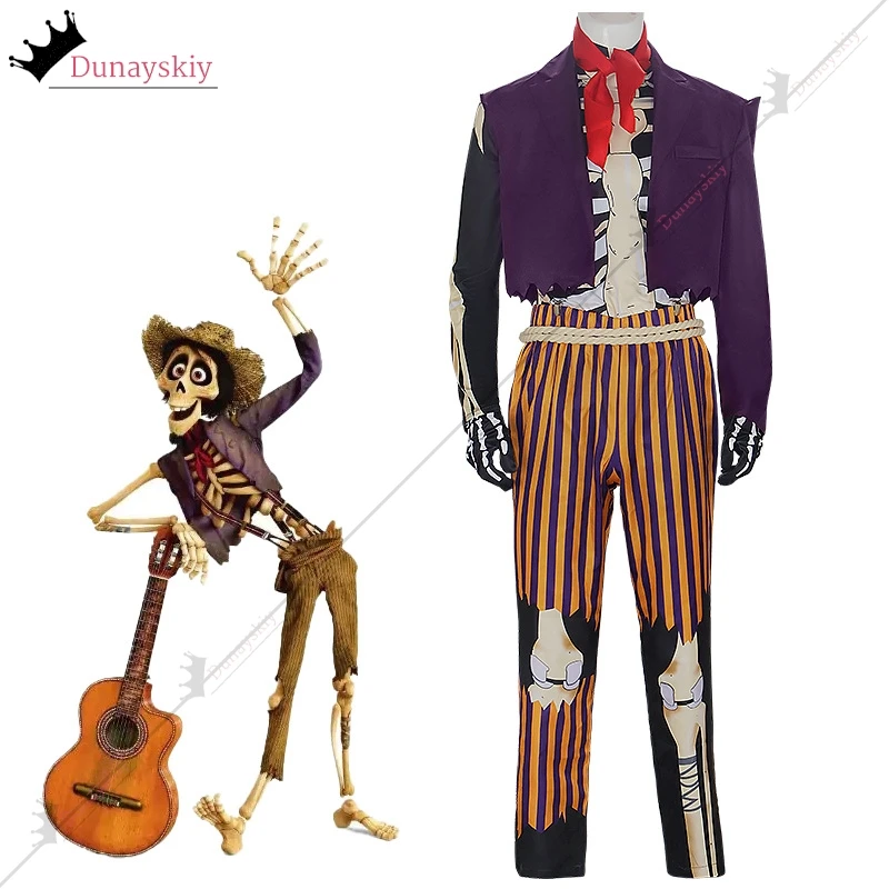 Anime Hector Rivera Cosplay Costume 2024 Halloween Cosplay Coco Suit Skeleton cosplay Clothing Great-grandfather Outfits Man Cos