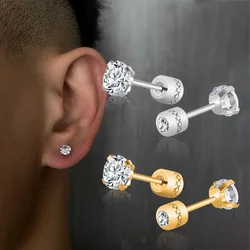 1 piece Medical Stainless steel Crystal Zircon Ear Studs Earrings Tragus Cartilage Hypoallergenic Screws Piercing Jewelry