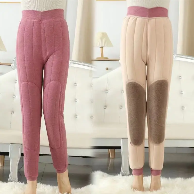 Mittleren Alters Winter Verdickte Hohe Taille Gefüttert Hosen Frauen Hause Bequeme Warme Hosen TT301