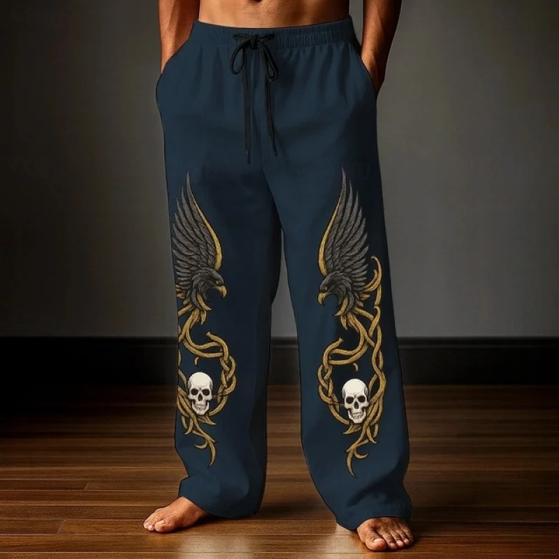 กางเกงขายาวลำลองทรงตรงสไตล์วิกิ้งย้อนยุค ลายเซลติกและต้นไม้แห่งชีวิต พิมพ์ลาย 3 มิติ เหมาะสำหรับฤดูใบไม้ร่วง สวมใส่สบายๆ แบบสตรีทแฟชั่น หรือใส่ไปเที่ยวทะเล