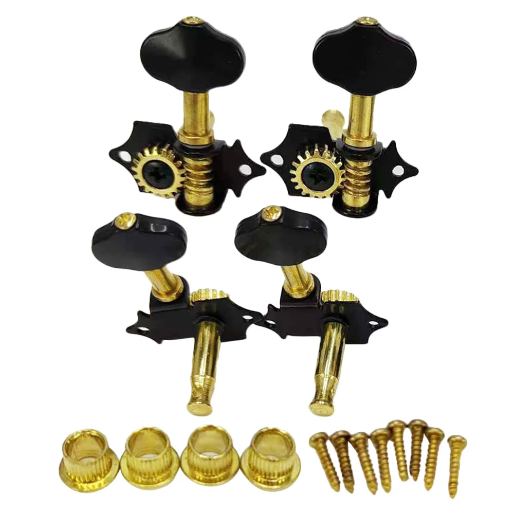 

1Set Ukulele Tuning Pegs Black Gold Machine Heads Precision Replacement for 4 String Ukulele Guitar Bass Accurate