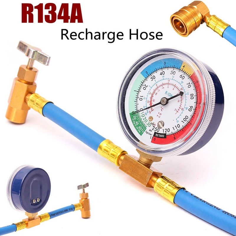 R134A Automotive Air Conditioning Refrigerant Detection Tube Supply Duct Fluoride 1 / 2ACME Opener Hose Gauge Adapter