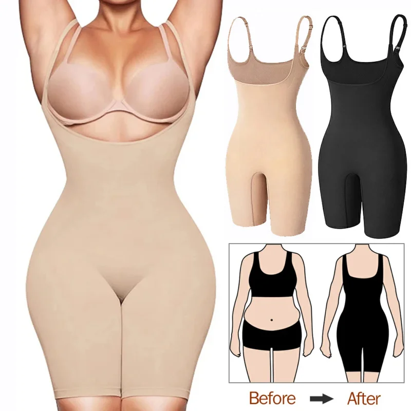 

Slim Body Shaper Seamless Women Bodysuit Slimming Waist Trainer Shapewear Butt Lifter Chest Enhancing Full Slip Strappy-Backed