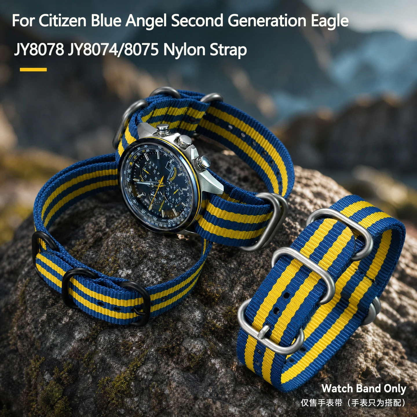 22mm Waterproof Breathable Nylon Strap for Citizen Blue Angel Second Generation Eagle JY8078 JY8074/8075 Men's Nylon Watch Band