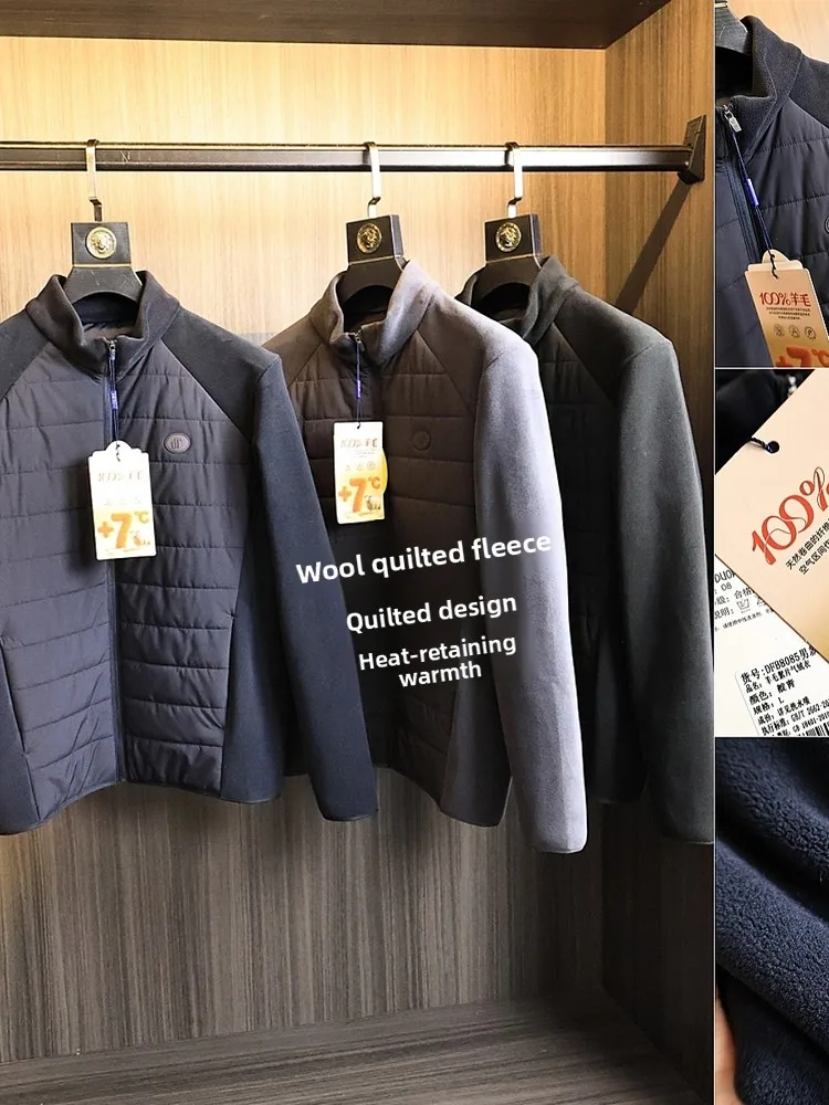 

Men's Casual Wool Filled Jacket Stand Collar Efficient Warmth Comfortable Cotton Outerwear Fashion Urban Style Standard Fit