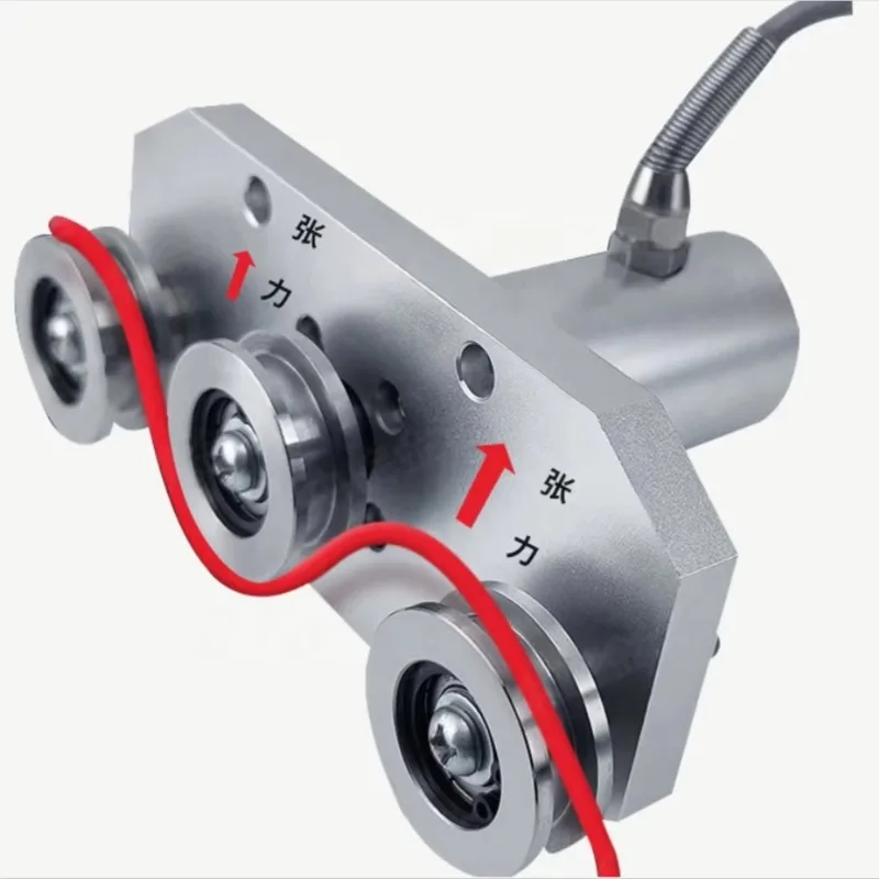 Three pulley tension sensors are used in chemical fibers, wires, cables, tapes and steel belts, paper, machinery