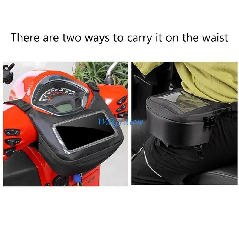 

37JE Scooter Motorcycle Front Storage Bag Phone Navigation Pocket Windscreen Backpack