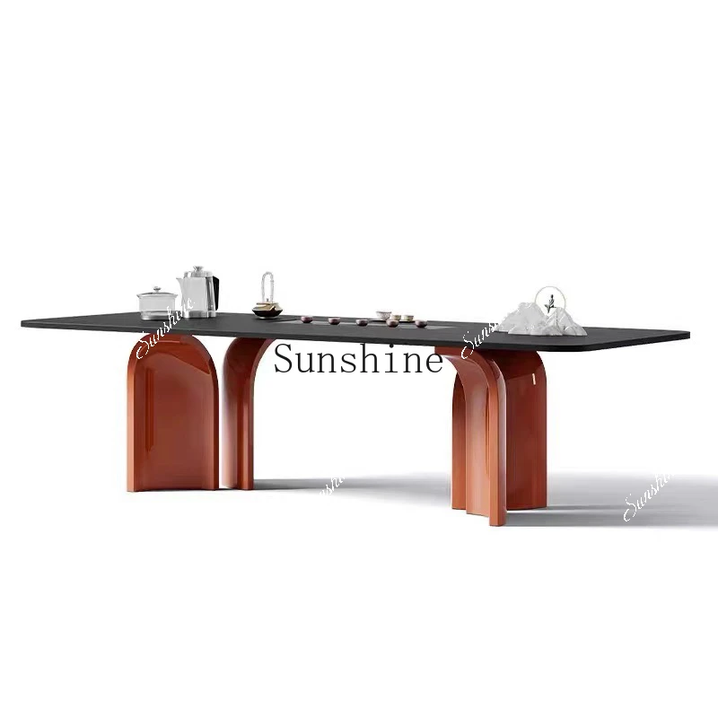 Light luxury rock slab tea table, simple modern creative high-end multi-functional integrated tea table and chair combination  F