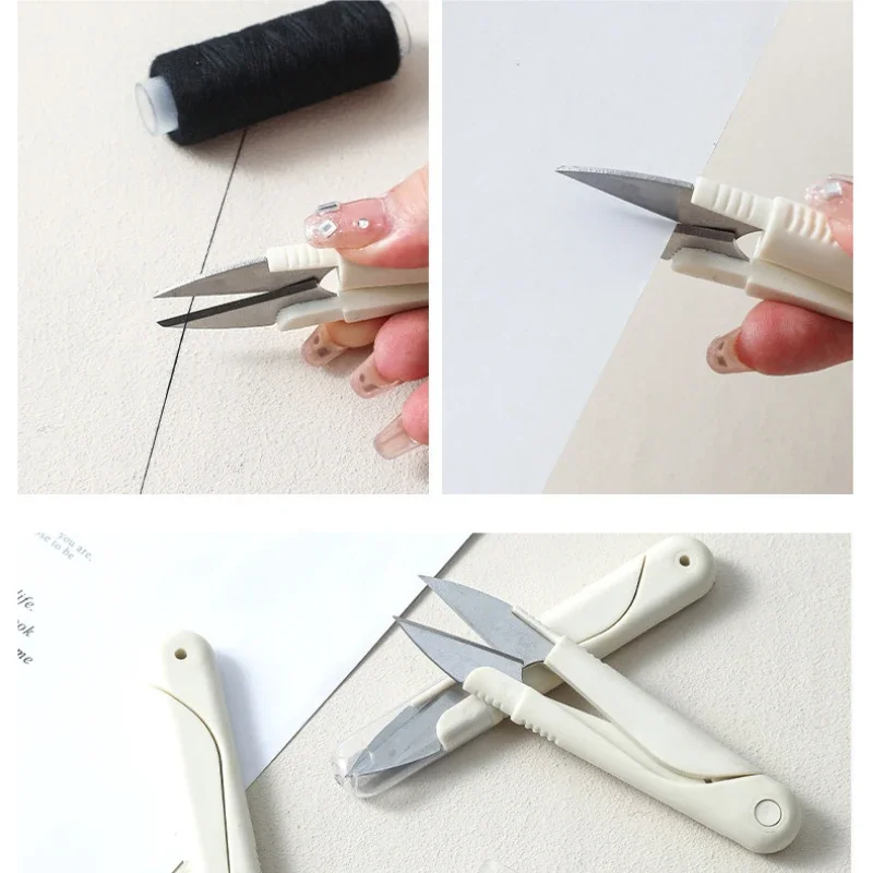 1 Pcs Stainless Steel Spring Scissors with Cover Portable Thread Head Fish Thread Sewing Scissors Cross-stitch Tailor's Scissors