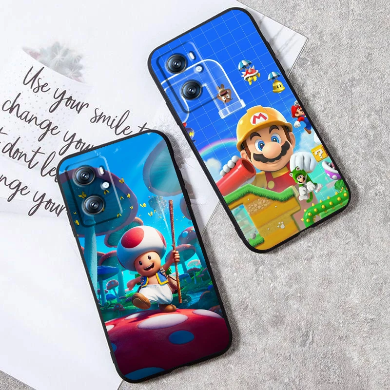 Childhood M-Mario Brave Game For OPPO Find X6 X5 X3 A54S A5 A94 A16 A53S A57 A74 A72 A98 A78 A96 A9 5G Black TPU Phone Case