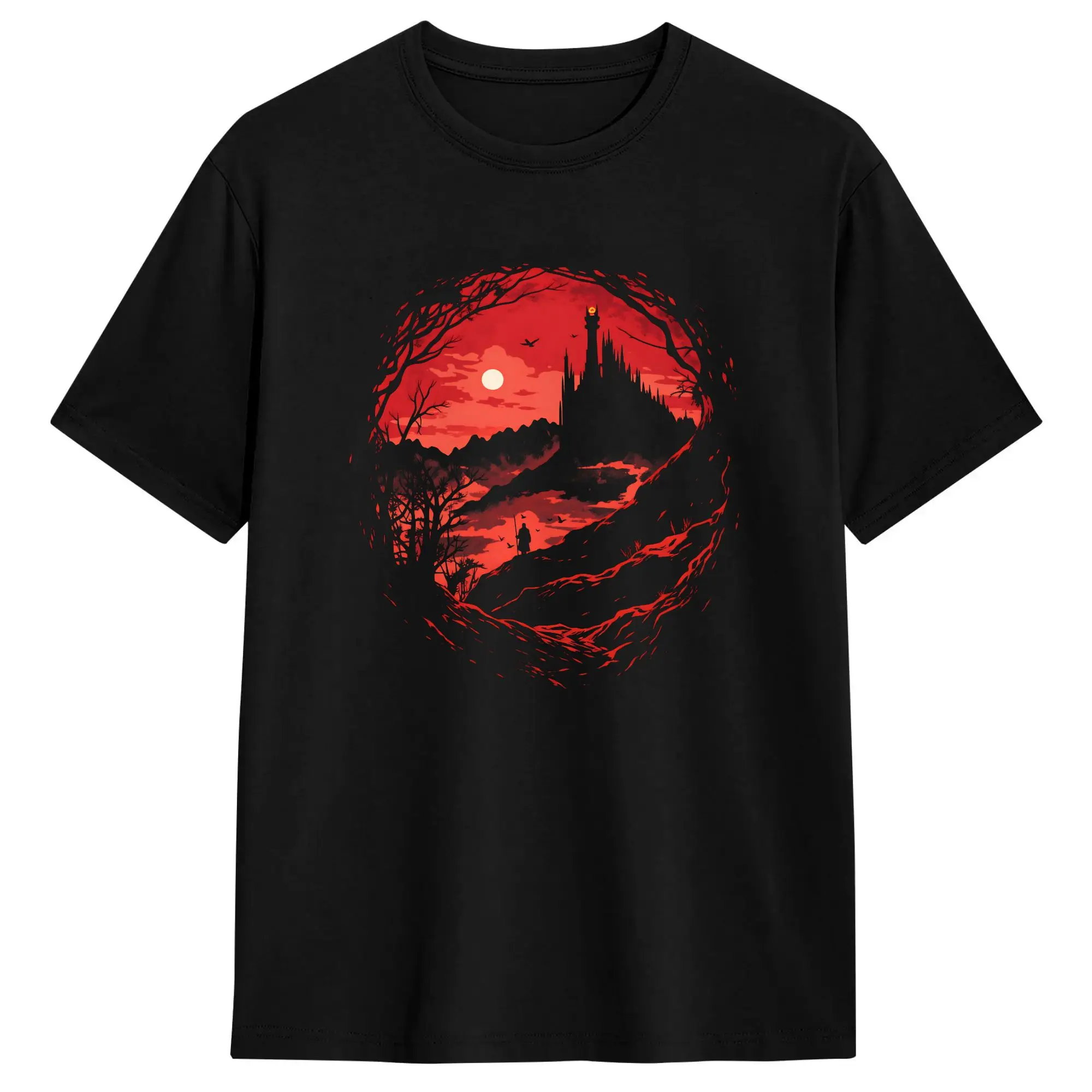 Road to Mordor Rings Movie T Shirt Men  Aesthetic T Shirts Beach Crewneck Hipster Tees Casual Oversized Clothing